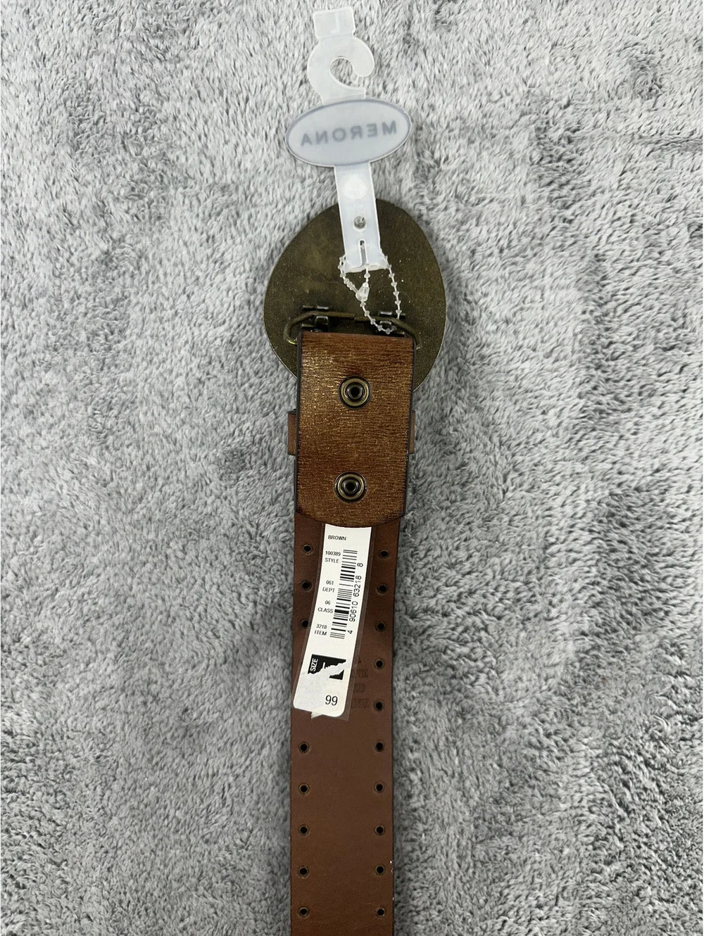 NWT Merona Brown Studded Belt with Decorative Beaded Buckle